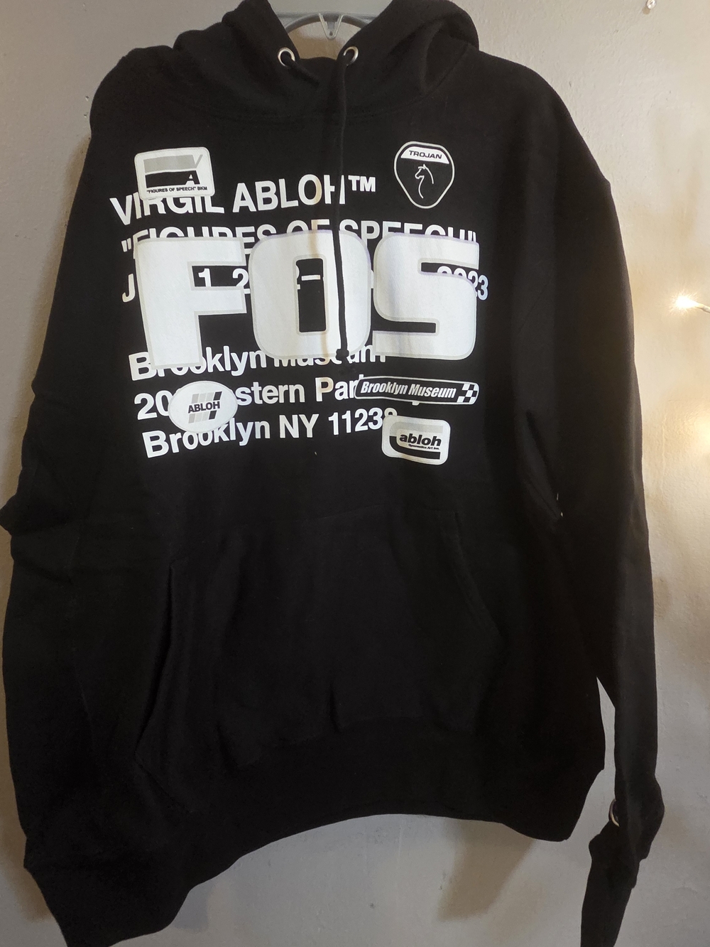 Champion Black Hoodie with White Graphic Logos